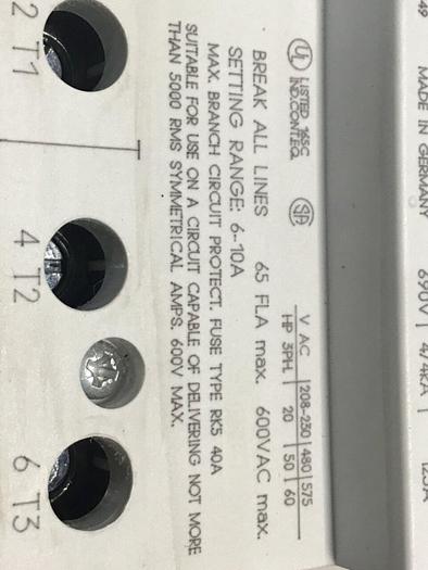Used SIEMENS Motor Protection Circuit Breaker 3VU1600-0ML00 #129548