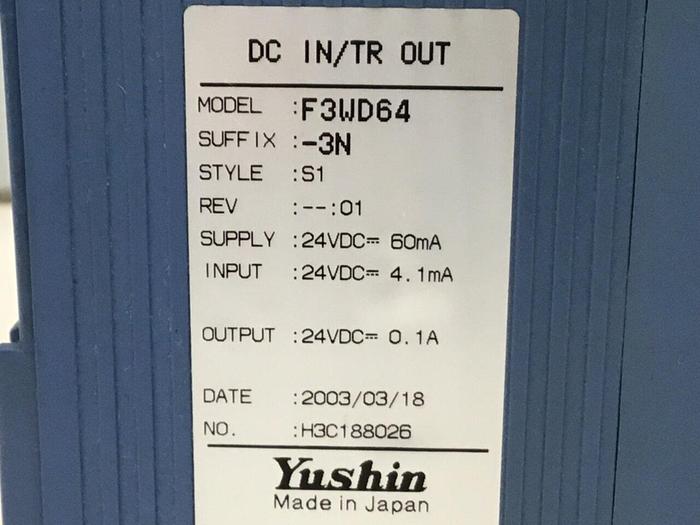 Used YUSHIN AMERICA I/O Module F3WD64-3N #128846