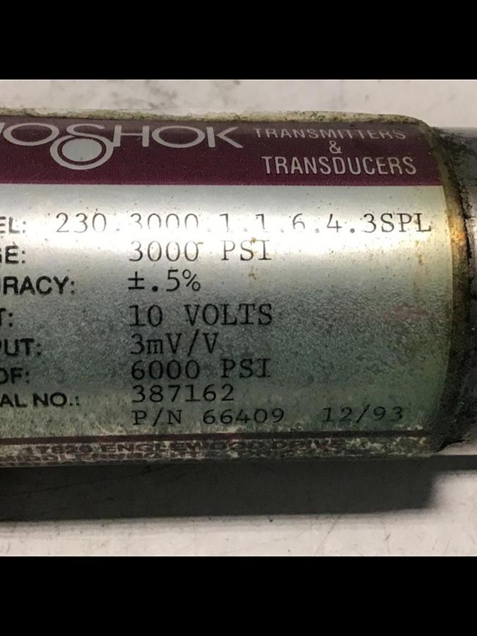 Used NOSHOK Transducer 230.3000.1.1.6.4.3SPL Used