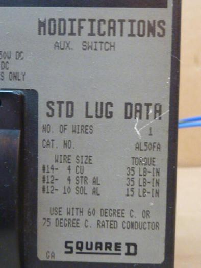 Used SQUARE D 20 Amp Circuit Breaker FAL360201212 USED