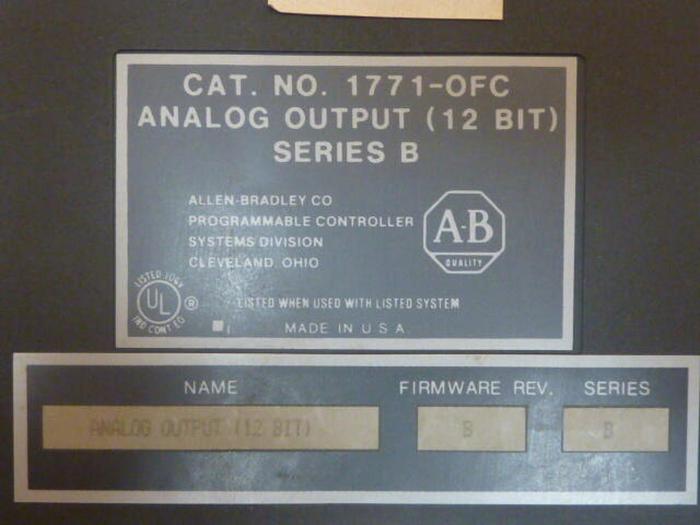 Used ALLEN BRADLEY Analog Output Module 1771-OFC SER B #34945