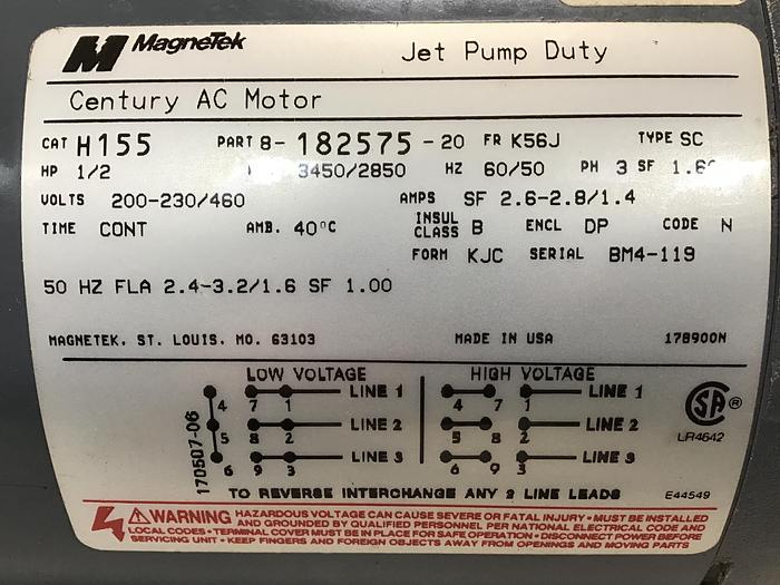 Used MAGNETEK Motor H155 Used #134323