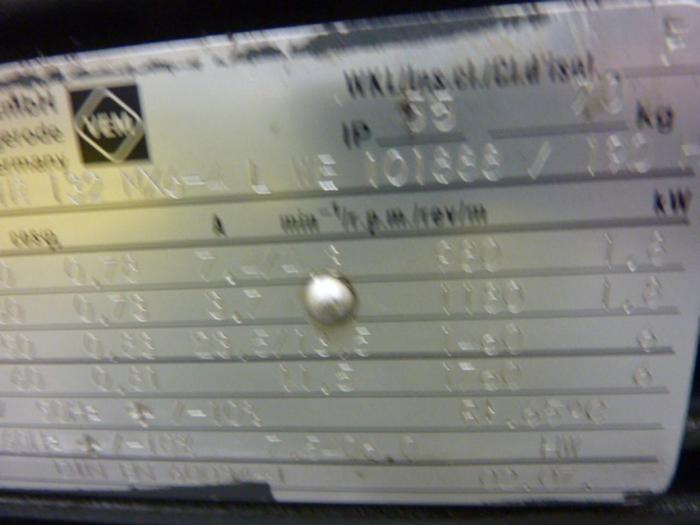 Used VEM 2.4/8 HP Motor K11R 132 MX6-4 L WE #65952