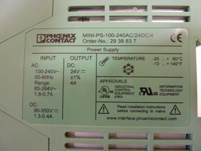 Used PHOENIX CONTACT Power Supply MINI-PS-100-240AC/24DC/4 #61655