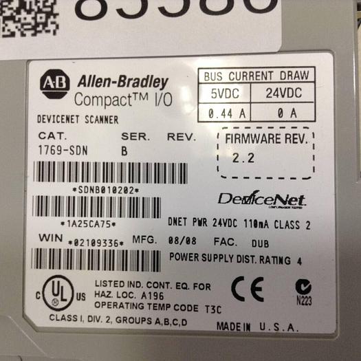 Used ALLEN BRADLEY Scanner Module 1769-SDN SER B #85586