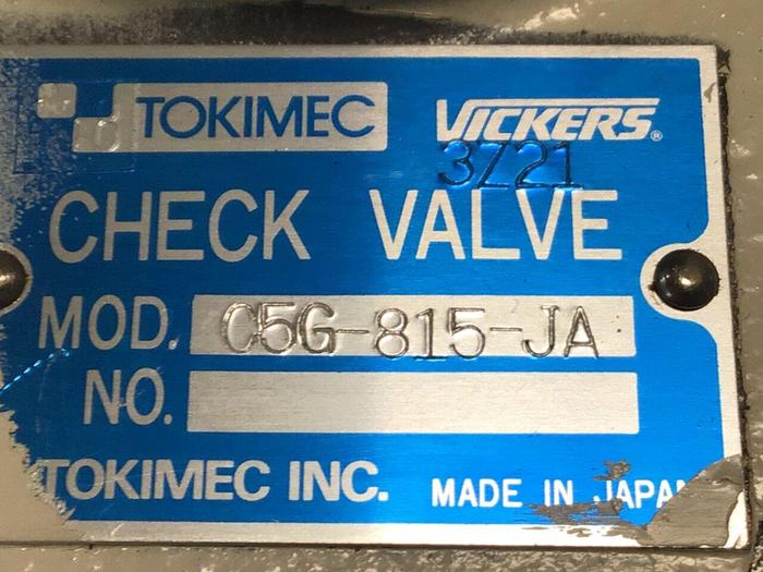 Used VICKERS Tokimec Check Valve C5G-815-JA Used