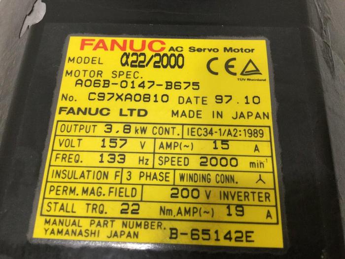 Used FANUC AC Servo Motor A06B-0147-B675 #106664