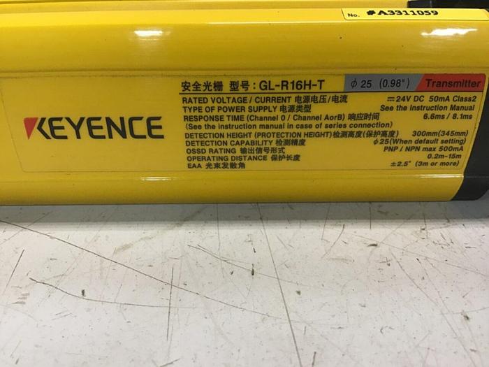 Used KEYENCE CORP Light Curtain Transmitter GL-R16H-T #141157