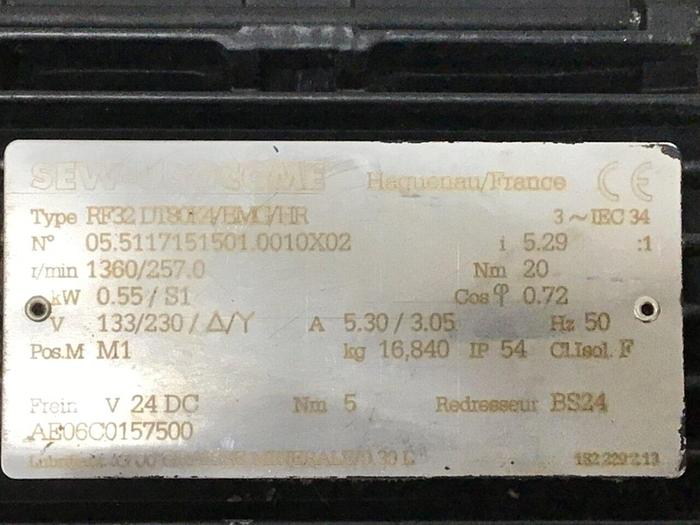 Used SEW USOCOME Servo Motor RF32DT80K4/BMG/HR #120386