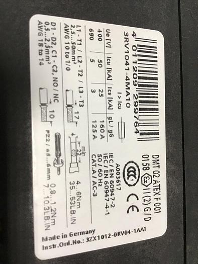 Used SIEMENS Contactor 3RV1041-4MA10 #138554