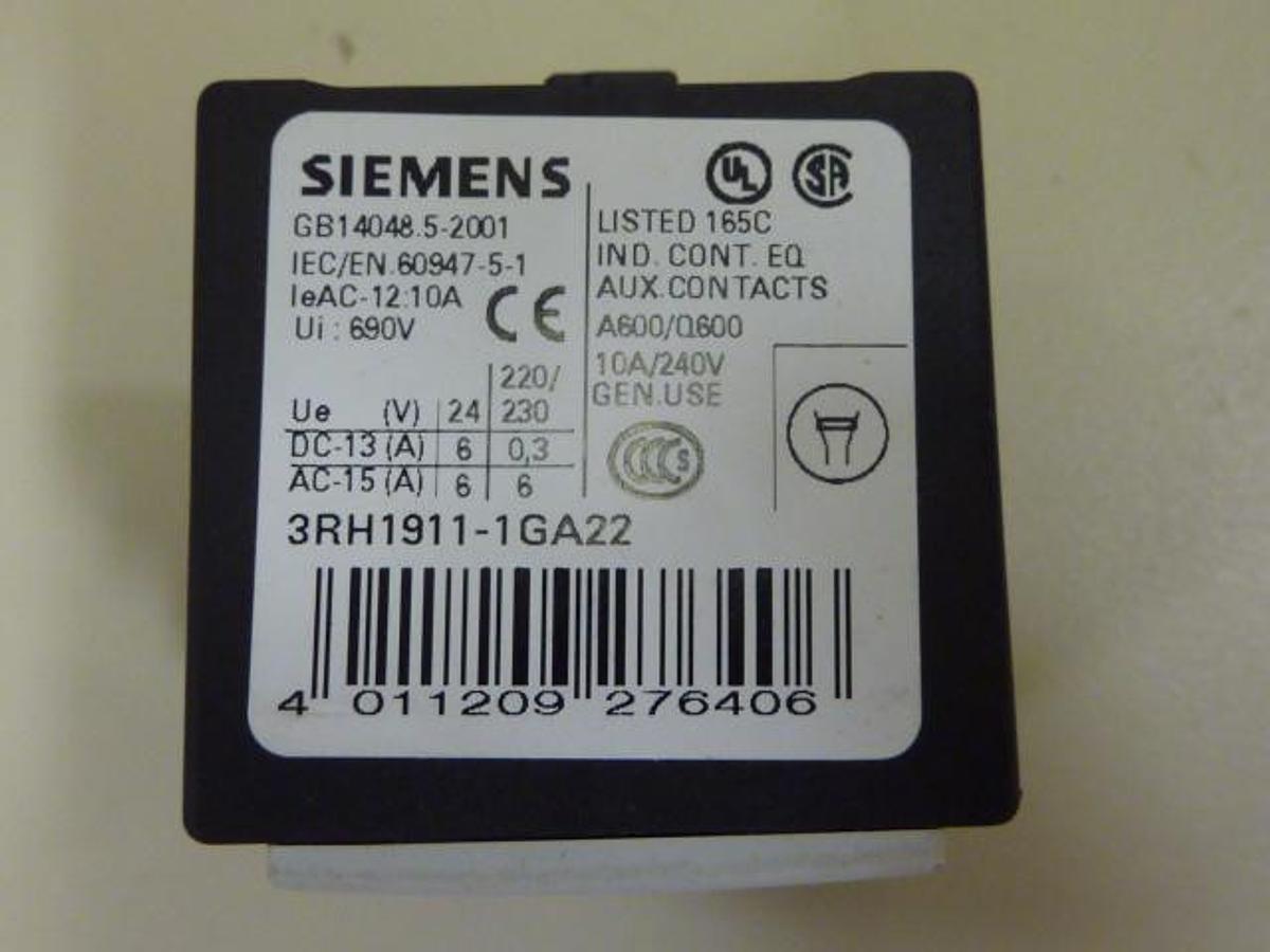 Used SIEMENS Auxiliary Contact 3RH1911-1GA22 Used