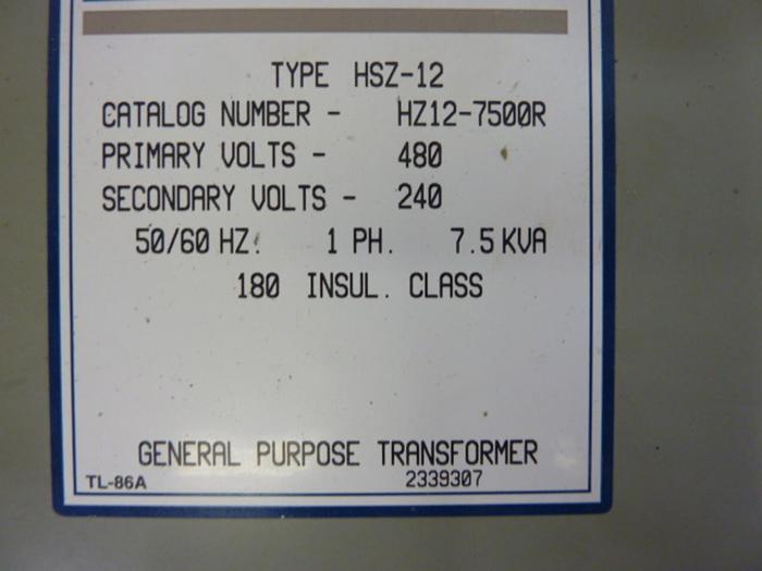 Used EGS 7.5 kVA Transformer HZ12-7500R