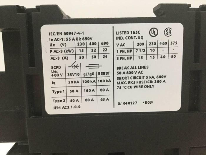 Used SIEMENS Contactor 3RT1036-3AK60 #94202
