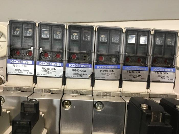 Used KOGANEI Manifold w/ Valves PBM6P-9W #120959