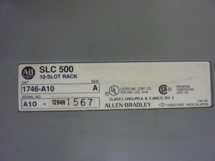 Used ALLEN BRADLEY Power Supply & Slot Rack 1746-P1 SER A / 1746-A10 SER A #59528