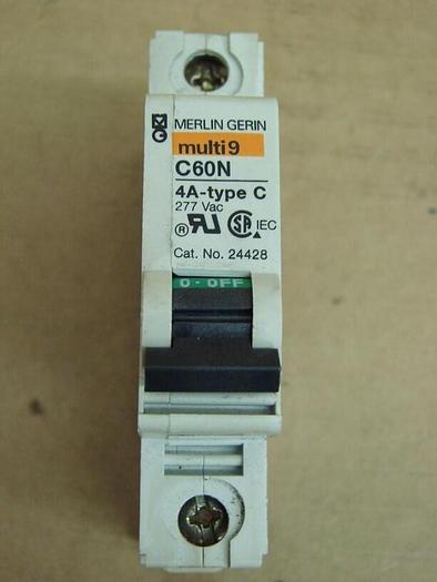 Used MERLIN GERIN 4 Amp Circuit Breaker C60N-4 #12595