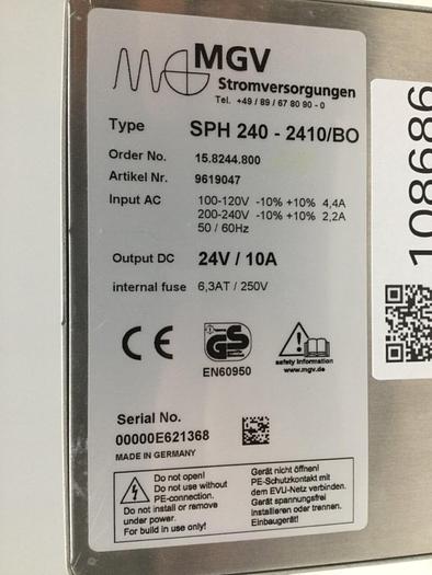 Used MGV Power Supply SPH 240-2410/BO #108686