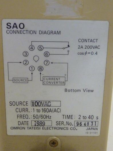 Used OMRON Current Sensor SAO-Q #65675
