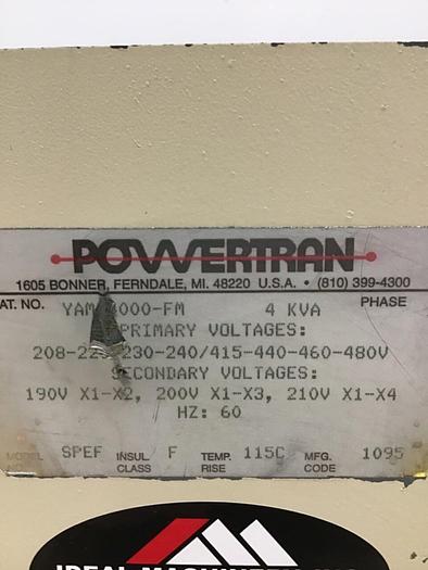 Used POWERTRAN 4 kVA Transformer YAM-4000-FM #122836