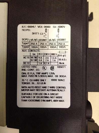 Used SIEMENS Overload Relay 3RU1 146-4KD0 #87195