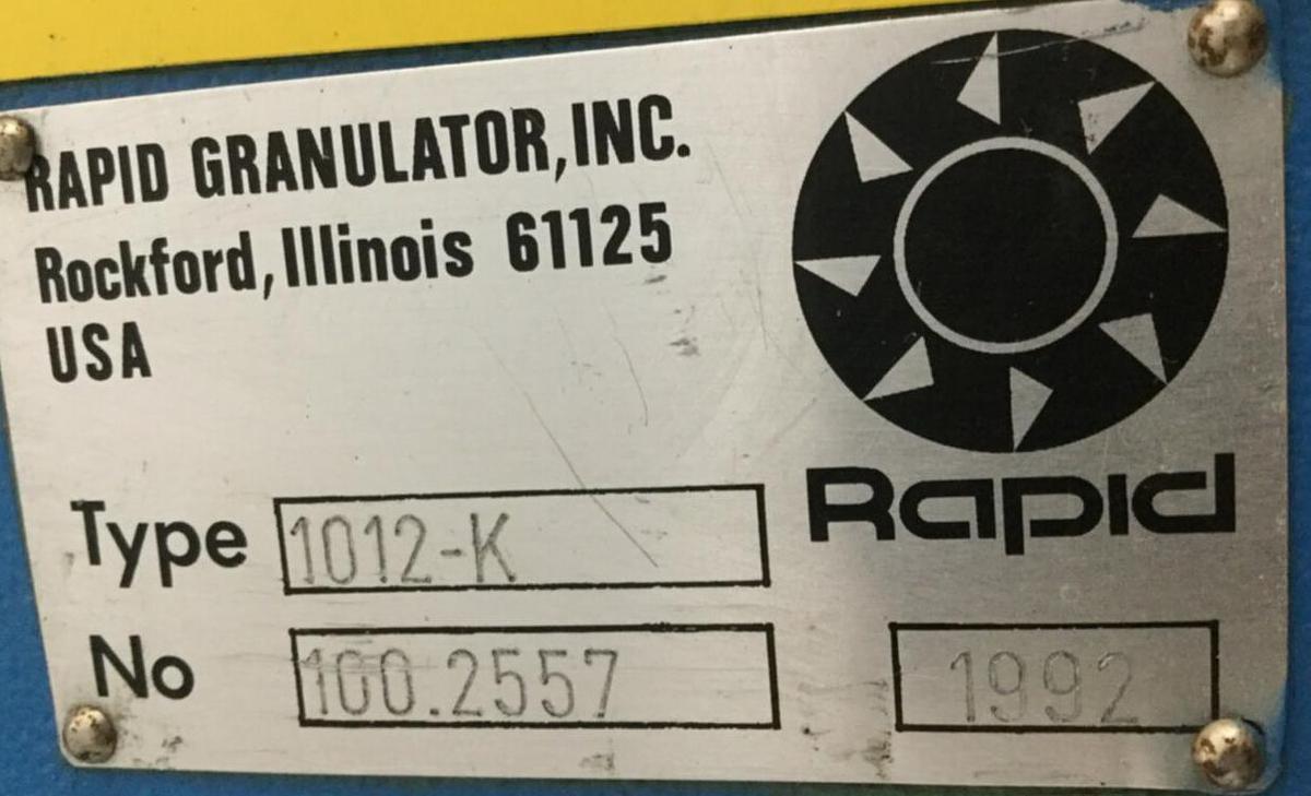 Used RAPID 10 HP Grinder Granulator 1012-K Used