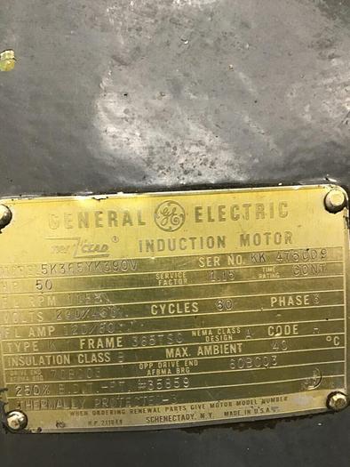 Used GENERAL ELECTRIC 50 HP Induction Motor 5K365YK390V Used