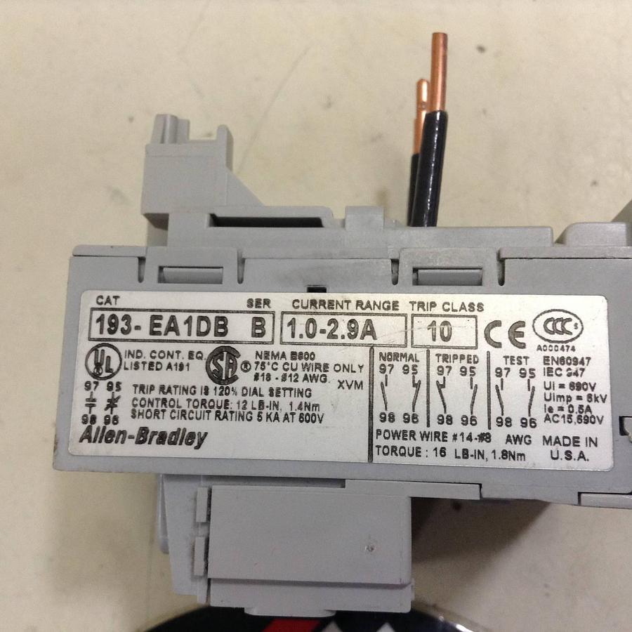 Used ALLEN BRADLEY Overload Relay 193-EA1DB SER B Used