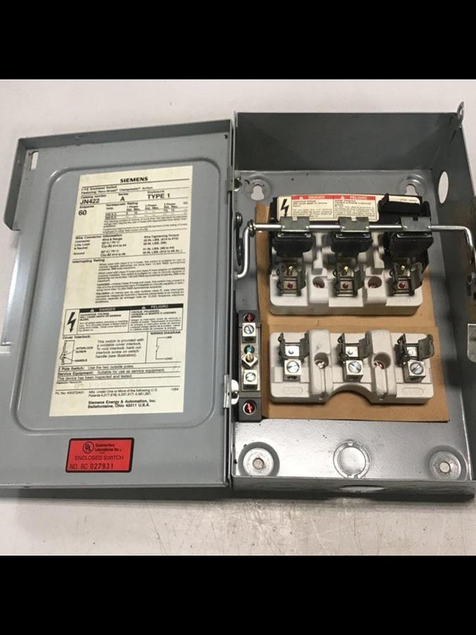 Used SIEMENS 60 Amp I-T-E Disconnect Switch JN422 USED