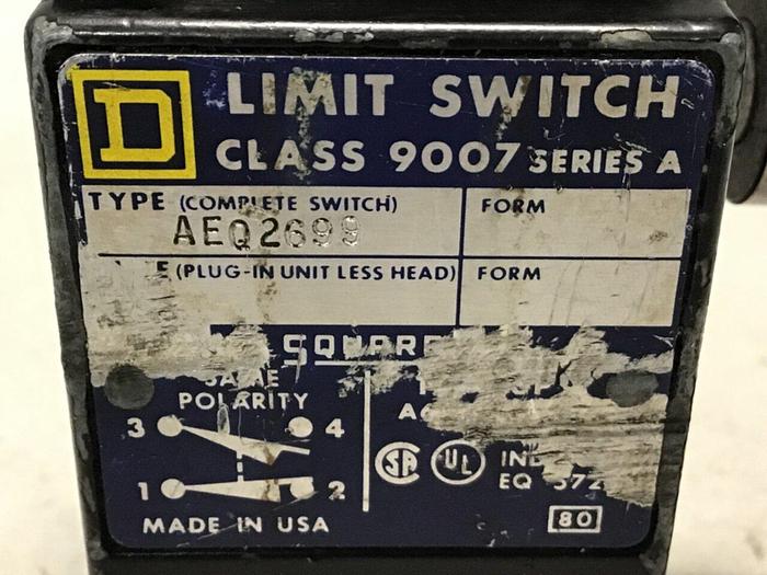 Used SQUARE D Limit Switch 9007-AEQ2699 Used