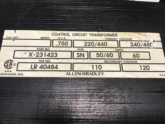 Used ALLEN BRADLEY .750 kVA Transformer X-231423 Used