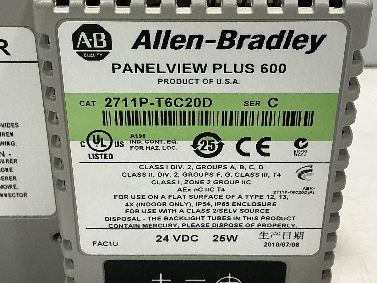 Used ALLEN BRADLEY 2711P-T6C20D