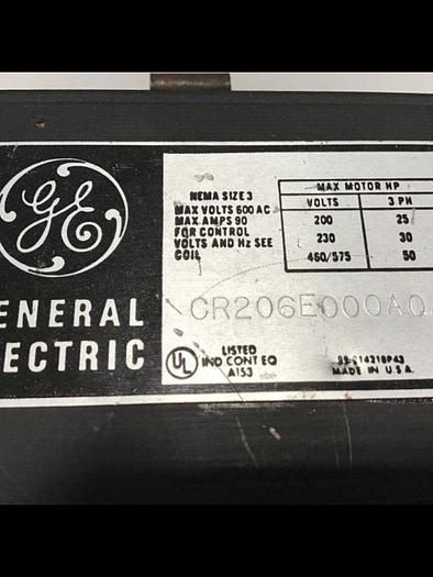 Used GENERAL ELECTRIC / GE Motor Starter Size 3 CR206E000AQA Used