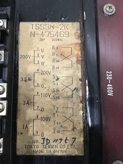 Used TOKYO SEIDEN 2 kVA Transformer TSS3N-2K #124949