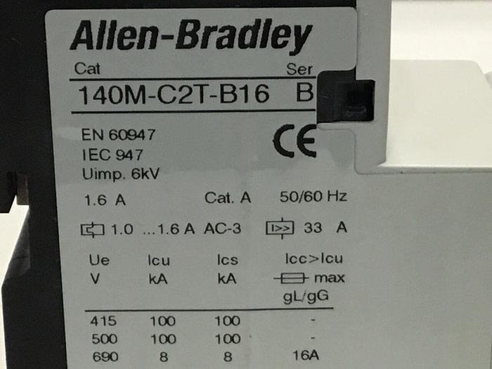 Used ALLEN BRADLEY Circuit Breaker 1.6 A 140M-C2T-B16 SER B #119635