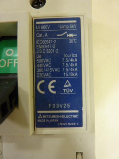 Used MITSUBISHI 20 Amp No-Fuse Breaker NF50-SWU3-20 #60737