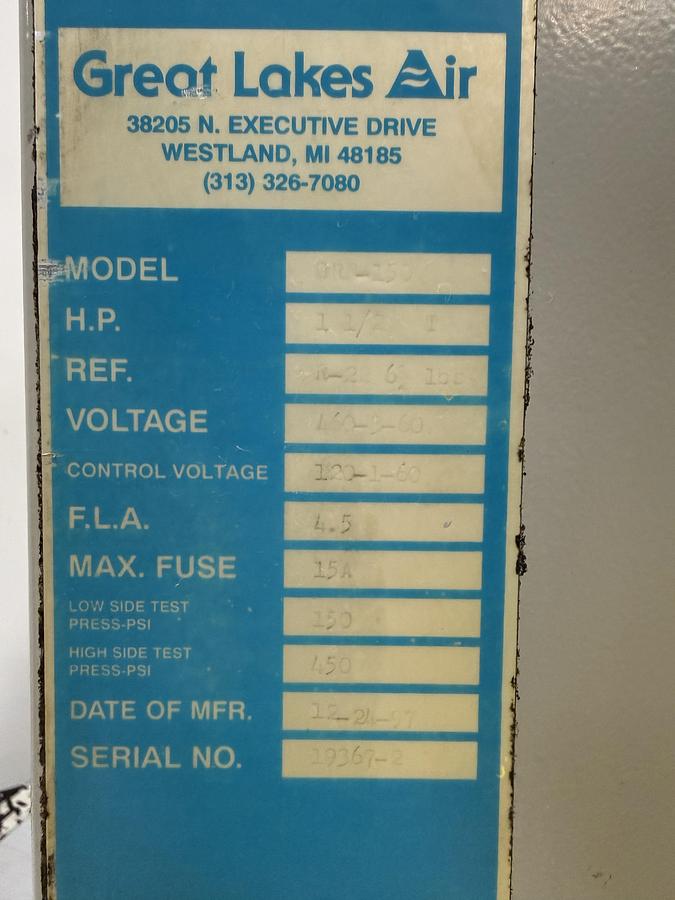 Used Great Lakes air products GRL-150