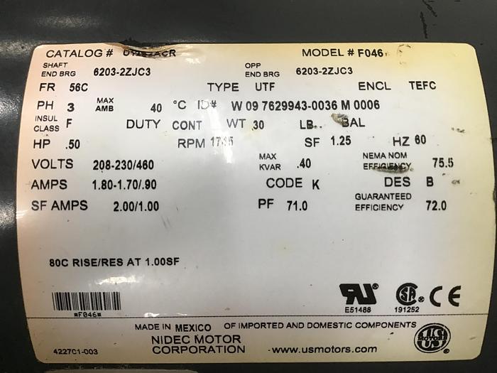 Used NIDEC CORP Motor F046 Used #139062