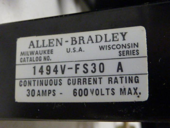 Used ALLEN BRADLEY 30 Amp Disconnect Switch 1494V-DS30 SER A #57410