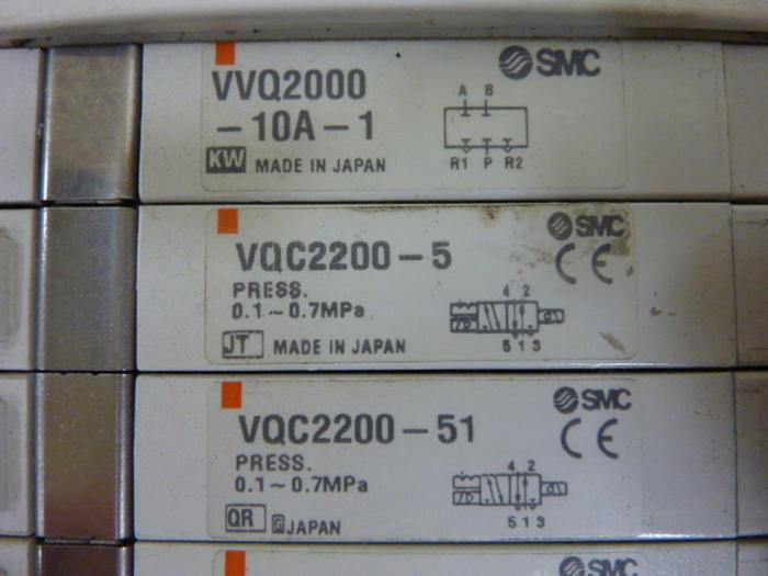 Used SMC Control Block w/ Valves VQC2200-5 #52949