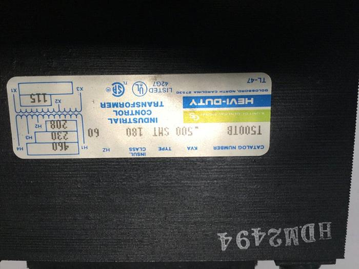 Used HEVI DUTY ELECTRIC 0.500 kVA Transformer T500TB #103446