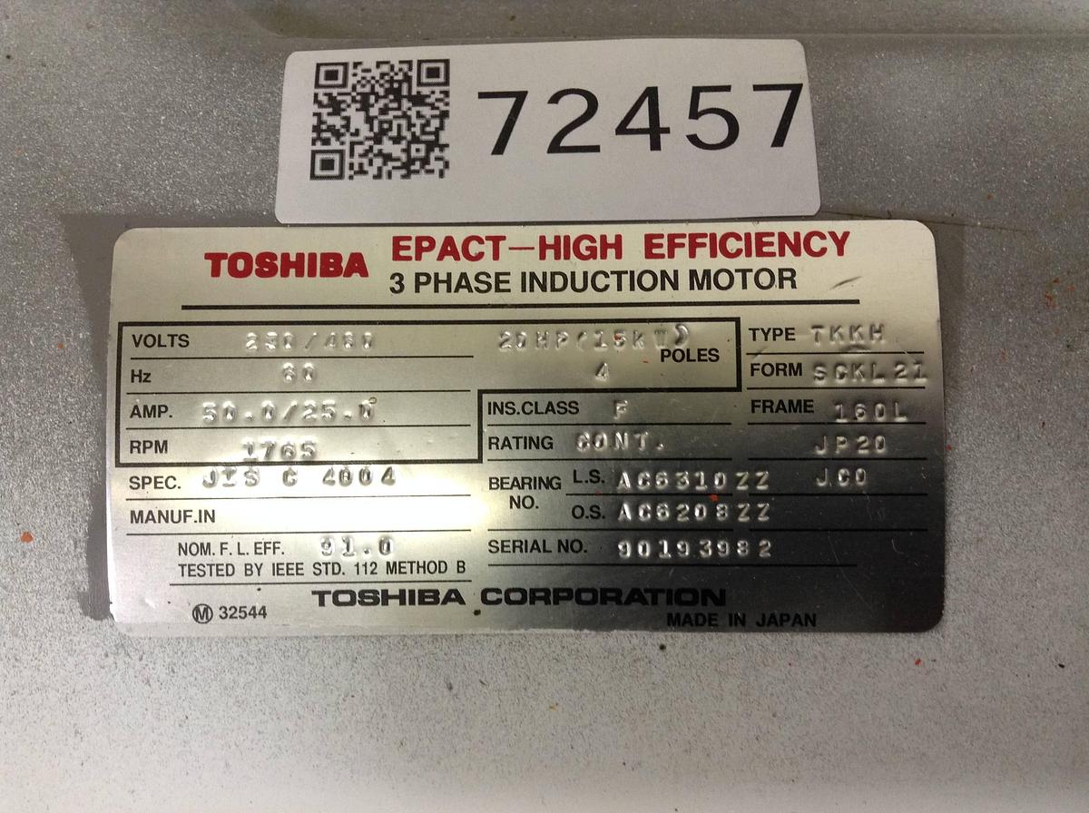 Used TOSHIBA 3 Phase Induction Motor TKKH SCKL21 Used