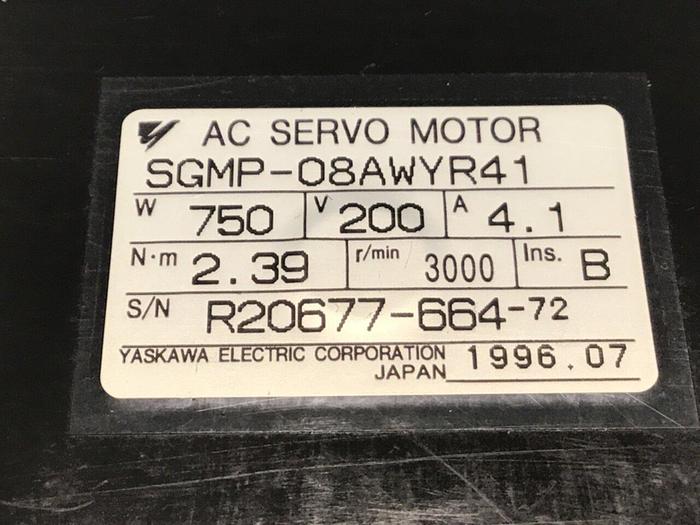 Used YASKAWA Servo Motor SGMP-08AWYR41 #131361