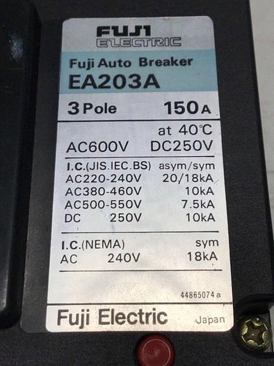 Used FUJI ELECTRIC 150 Amp Auto Breaker EA203A-150 #137008