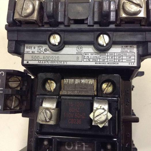 Used ALLEN BRADLEY Contactor 500-AOD920 SER B #85158