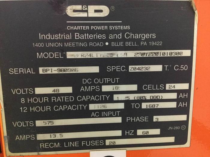 Used C&D TECHNOLOGIES Battery Charger 48 Volt EFR SERIES #93702
