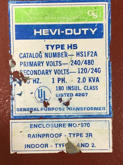 Used GENERAL SIGNAL 2 kVA Transformer HS1F2A #117275