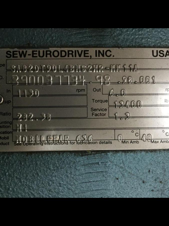 Used SEW EURODRIVE Inverter Motor DFT90L4BMG2HRMM15B #115397