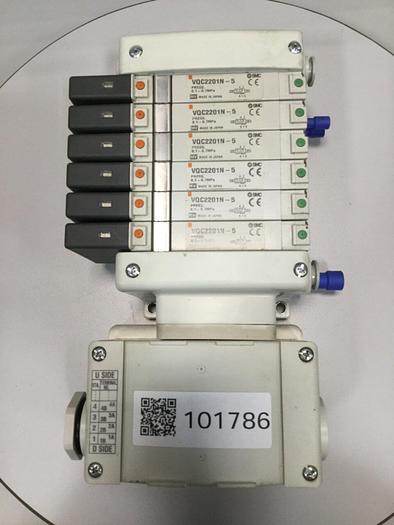 Used SMC Terminal Block w/ Valves VV5QC21-06C6TD0-B #101786