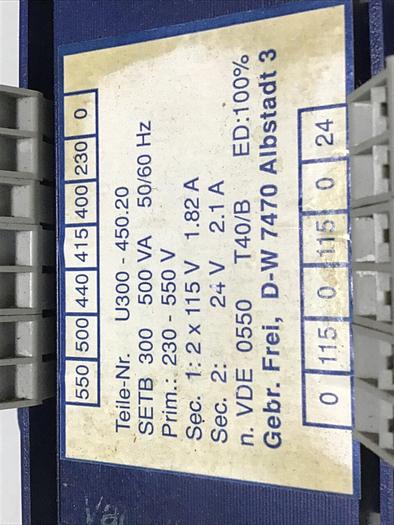 Used VACUUMISOLIERT Transformer 500 VA U300-450.20 #115797