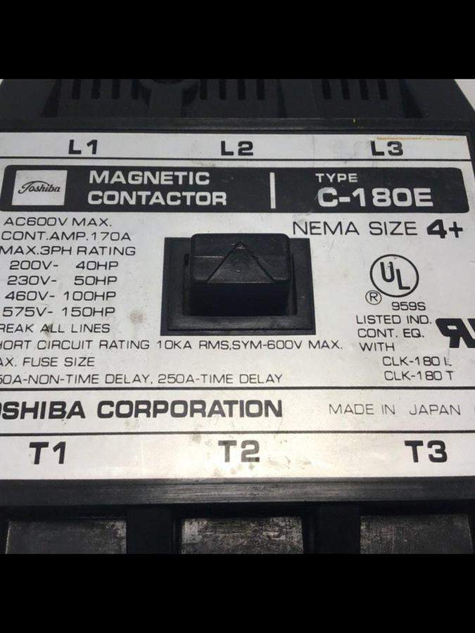 Used TOSHIBA Magnetic Contactor C-180E #124357